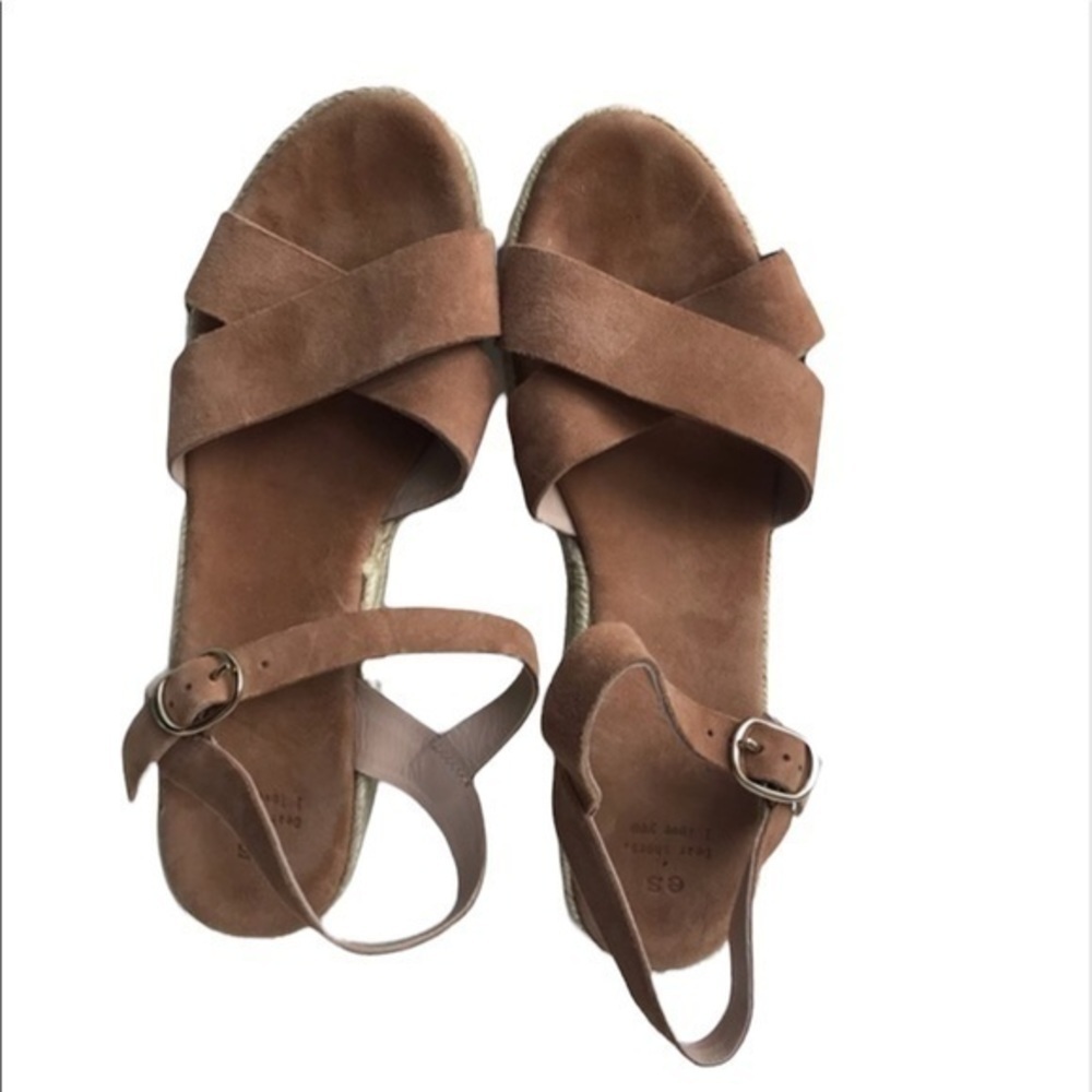 eseoese wedge espadrilles cross straps buckle 39